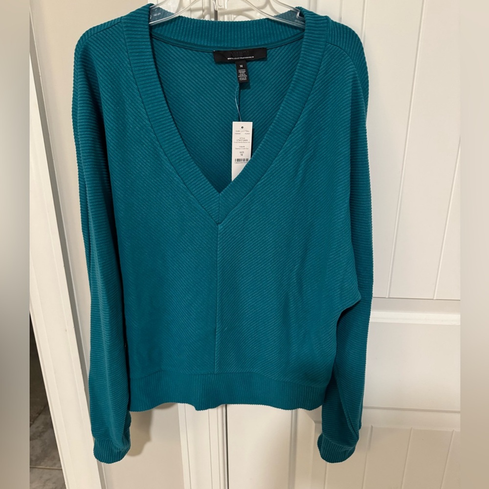 White House Black Market Teal V-Neck Sweater